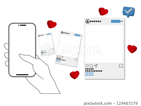 Smartphone and SNS screen 129487279
