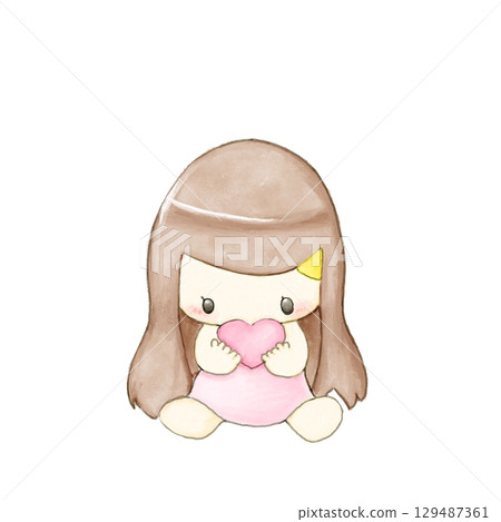 Illustration of a girl who values her own heart 129487361