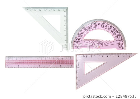 Variation of rulers isolated over a white background. Concept of stationery 129487535