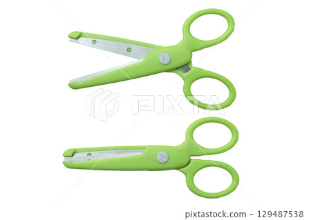Closeup view of scissors isolated over a white background. Concept of stationery 129487538