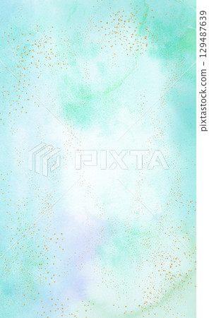 Light blue watercolor texture with scattered gold particles Light blue watercolor texture with scattered gold particles 129487639