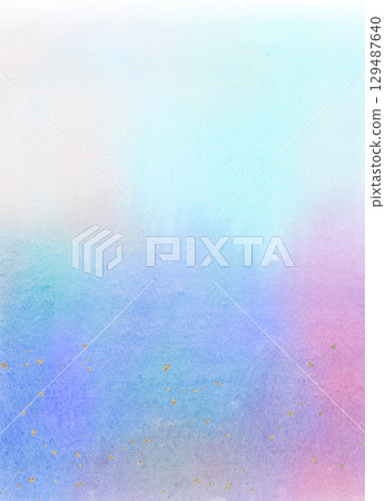 Pastel color gradient watercolor texture with scattered gold particles Pastel color gradient watercolor texture with scattered gold particles 129487640