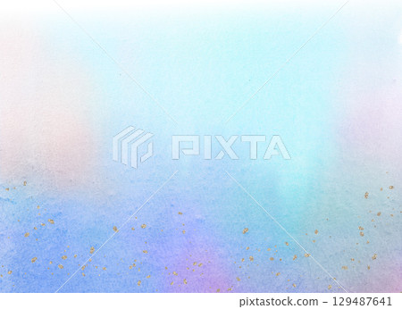 Pastel color gradient watercolor texture with scattered gold particles Pastel color gradient watercolor texture with scattered gold particles 129487641
