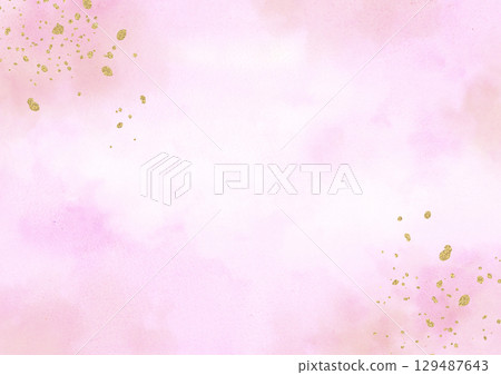 Pink watercolor texture with gold flecks Pink watercolor texture with gold flecks 129487643