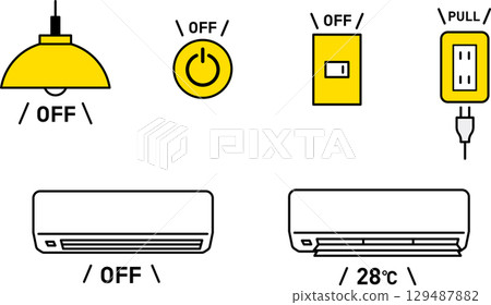 Power saving and energy saving icon set 01 129487882