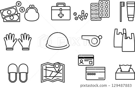 Disaster Preparedness Goods Icon Set 02 Black and White 129487883