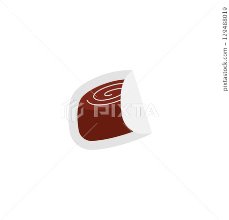 Brown chocolate truffle sticker. Vector 129488019