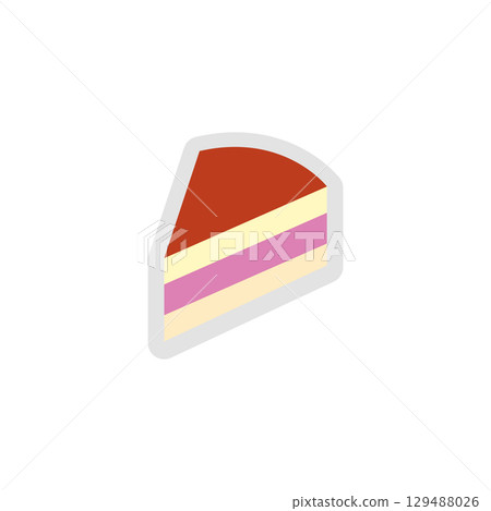 Layered cake slice sticker. Vector 129488026