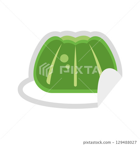 Green jelly dessert sticker. Vector Green jelly dessert sticker. Vector 129488027