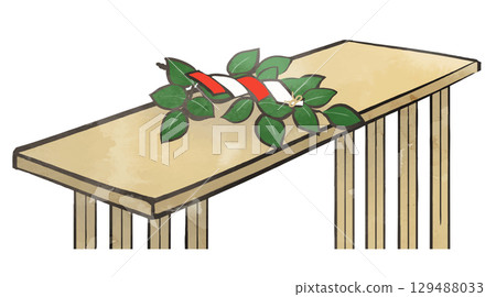 Illustration material: Tamagushi worship 4 (wedding) 129488033