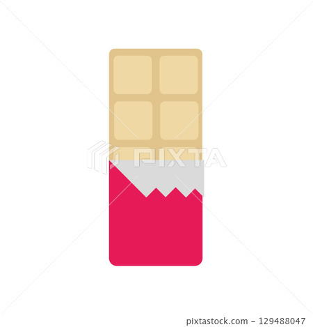 White chocolate bar pink wrapper. Vector 129488047
