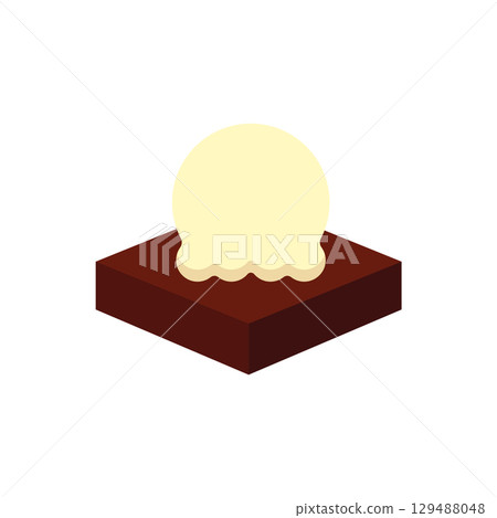 Chocolate brownie vanilla scoop. Vector Chocolate brownie vanilla scoop. Vector 129488048
