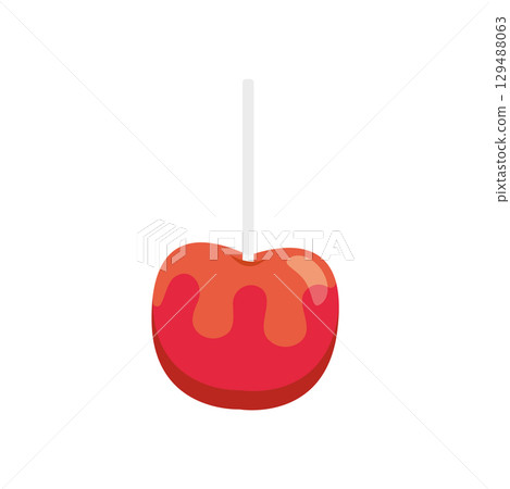 Red caramel apple stick. Vector 129488063