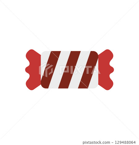 Striped wrapped candy red. Vector 129488064