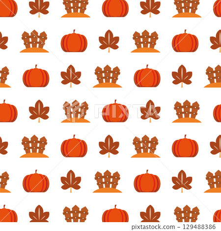 Autumn harvest pattern design. Vector 129488386