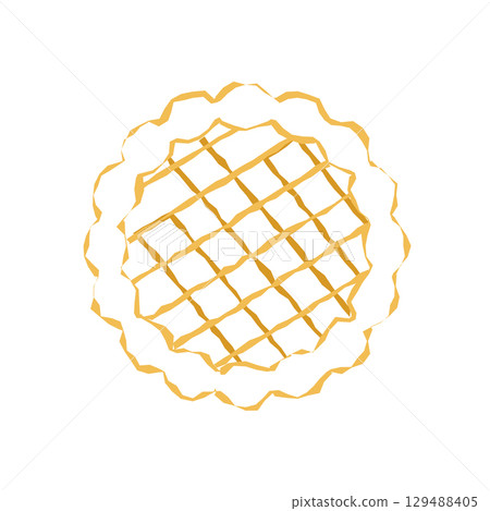 Golden pie outline sketch. Vector 129488405