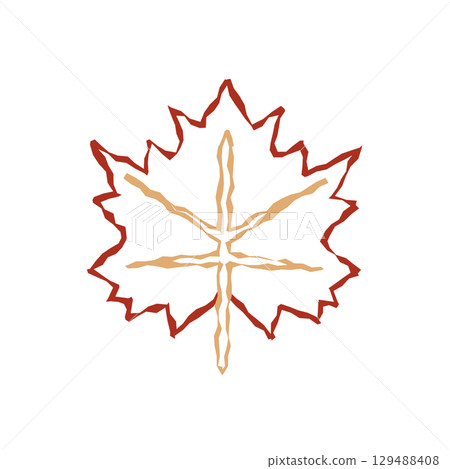 Decorative maple leaf outline. Vector 129488408