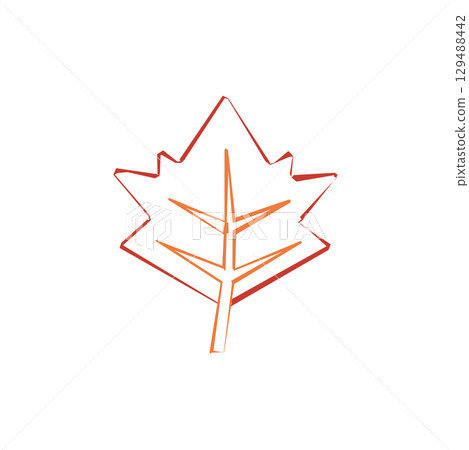 Maple leaf outline sketch. Vector 129488442
