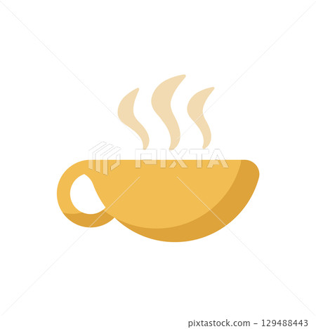 Hot tea cup with steam. Vector 129488443
