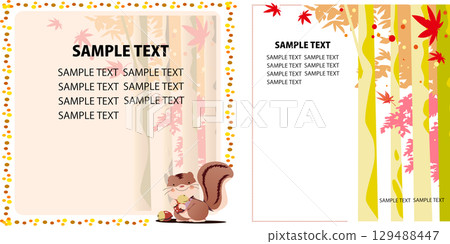Acorn, squirrel, autumn forest decoration, frame set 129488447