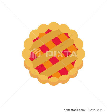 Cherry fruit pie with lattice. Vector Cherry fruit pie with lattice. Vector 129488449