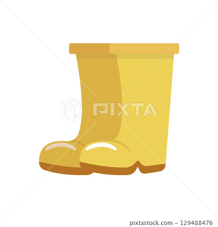 Yellow rain boots footwear. Vector 129488476