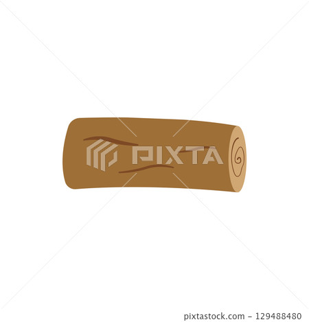 Brown wooden log with rings. Vector 129488480