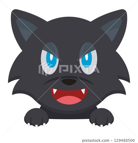 Angry black cat with fangs. Vector Angry black cat with fangs. Vector 129488500