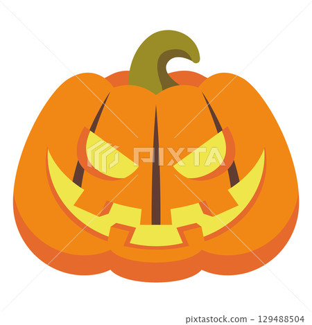 Sinister carved pumpkin lantern. Vector Sinister carved pumpkin lantern. Vector 129488504