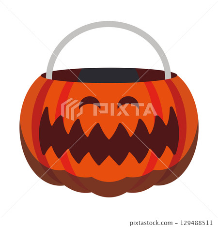 Halloween pumpkin basket. Vector Halloween pumpkin basket. Vector 129488511