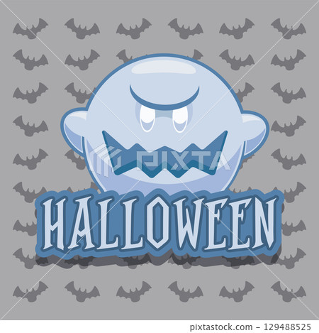 Halloween ghost with bat pattern. Vector 129488525