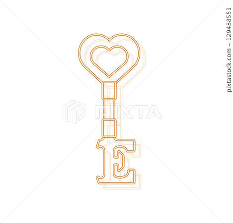 Heart key outline art. Vector 129488551