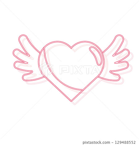 Winged heart outline. Vector 129488552