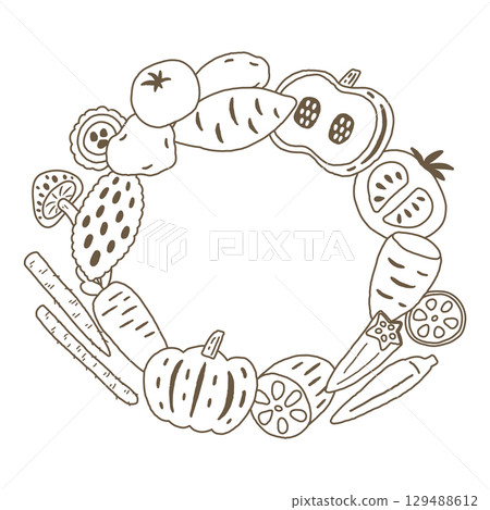 Cute vegetable wreath 129488612