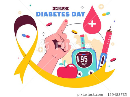 World Diabetes Day Vector Illustration on November 14 Featuring Doctors Testing Blood Glucose Levels and Measuring Sugar in a Flat Style Background World Diabetes Day Vector Illustration on November 14 Featuring Doctors Testing Blood Glucose Levels and Measuring Sugar in a Flat Style Background 129488785