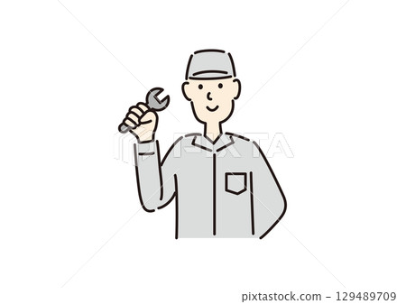 有扳手的工人 129489709