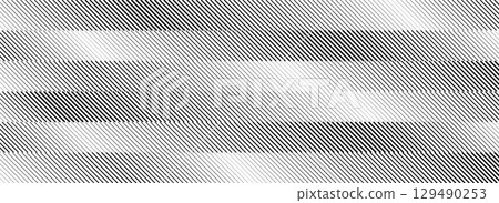 Diagonal stripes halftone gradient texture. Oblique line gradation background. Repeating strip pattern backdrop. Black and white parallel slanted striped wallpaper. Vector abstract effect concept 129490253