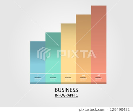 Business Infographic modern design template for banners and infographics for 5 graph step 129490421