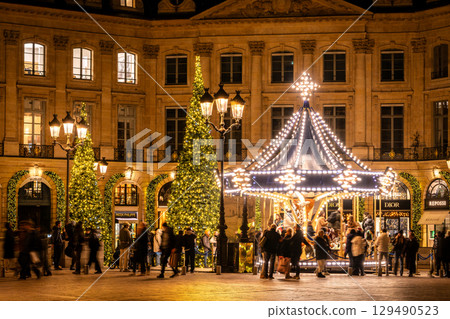 Illuminations at Place Vendôme in Paris, France 129490523