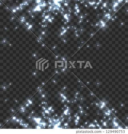 Falling Blue Glitter Sparkle Dust Overlay. Cool Luminous Light Effect. Vector Falling Blue Glitter Sparkle Dust Overlay. Cool Luminous Light Effect. Vector 129490753