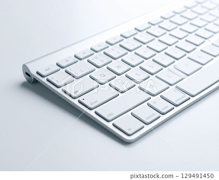 銀色鍵盤部分白色背景商務工具 129491450