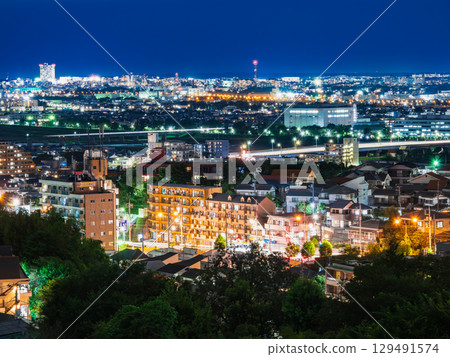 Residential area on the outskirts of Tokyo night view 129491574