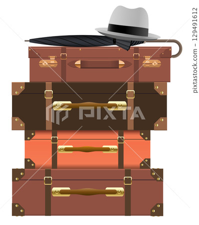 堆疊的旅行袋 堆疊的旅行袋 129491612