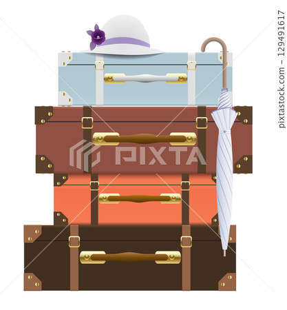 Stacked travel bags Stacked travel bags 129491617