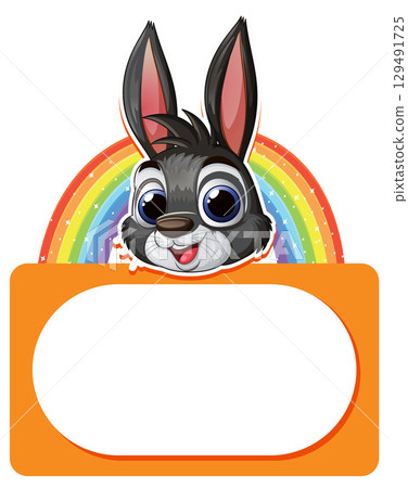 Cute Bunny with Rainbow Frame 129491725