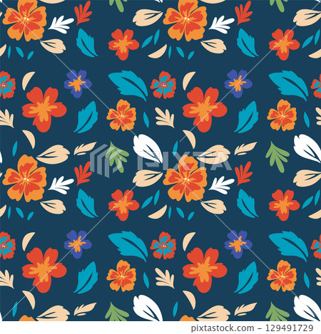 Colorful Floral Pattern Design Colorful Floral Pattern Design 129491729