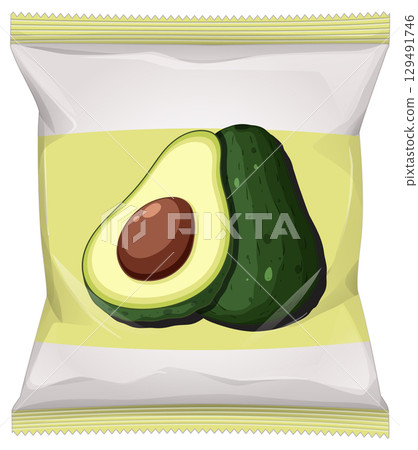 Avocado Snack Chips Packaging Vector Illustration 129491746