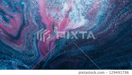 Splash art. Mix texture. Defocused pink purple blue color ink chemical particles spilling on abstract creative acrylic background. Splash art. Mix texture. Defocused pink purple blue color ink chemical particles spilling on abstract creative acrylic background. 129491786