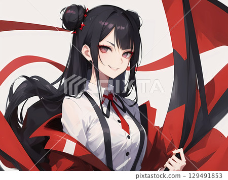 Girl with bun hair in a white shirt 2 Girl with bun hair in a white shirt 2 129491853