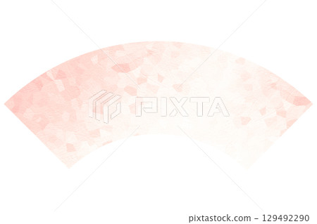 Japanese pattern fan-shaped frame illustration material Pink cherry blossom petal image New Year's card 129492290